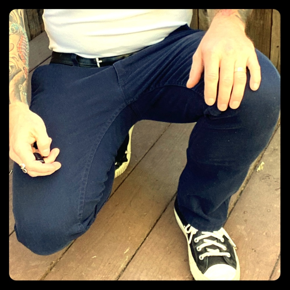 Navy Cotton Brixton Plain Front Chinos